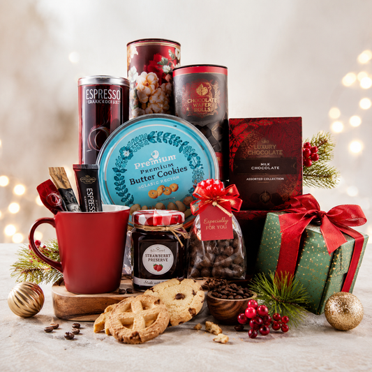 Sweet New Year Coffee Gift Box with Cookies, Chocolates & Sweet Treats | Premium Gift Delivery