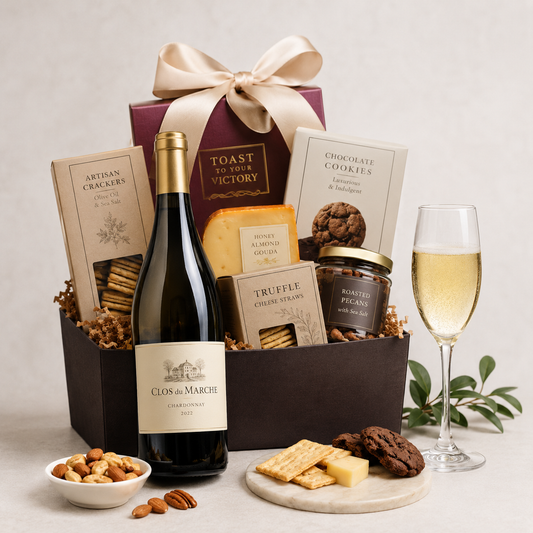 Victory White Wine Gift Basket with Savoury Snacks, Cookies & Premium Treats | Luxury Gift Delivery