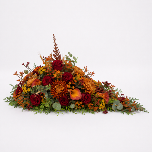 Autumn Pyramidal Funeral Flowers | Elegant Funeral Arrangement