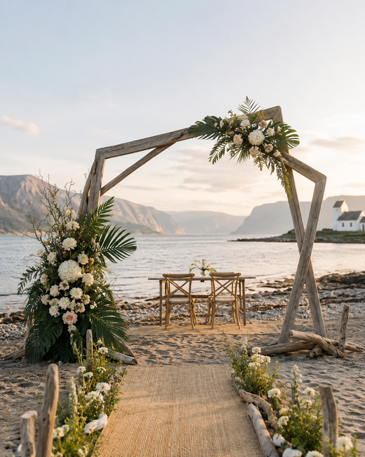 Bryllupsbue med Blomster | Romantisk Ceremoni Dekoration Danmark