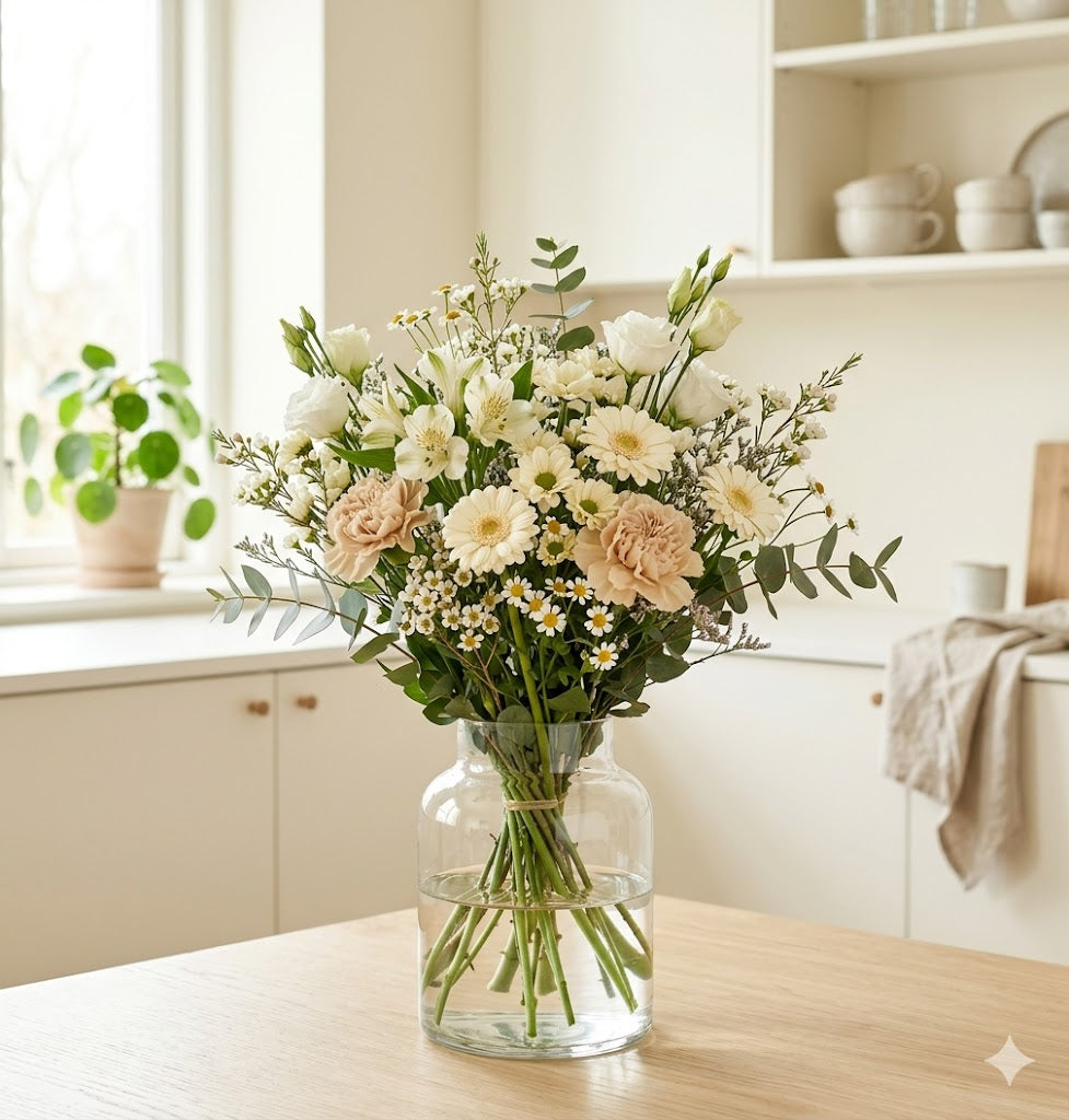 Neutral babybuket | Send blomster til nyfødt
