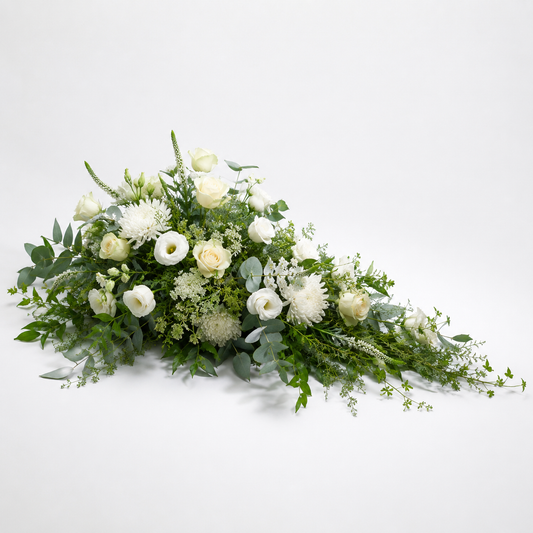White Pyramidal Funeral Flowers | Elegant Funeral Arrangement