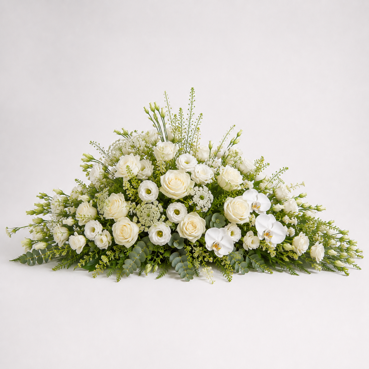 White Orchid Pyramidal Funeral Flowers | Elegant Funeral Arrangement