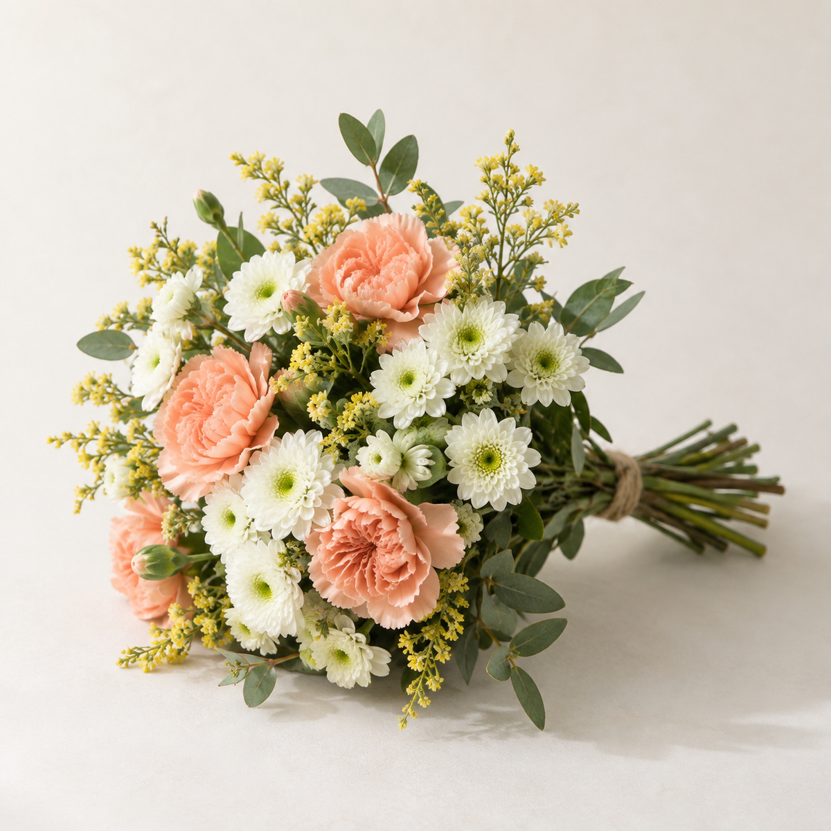A petite florist-choice bouquet in seasonal colours. The florist chooses the flowers available that day; the image illustrates one possible combination.