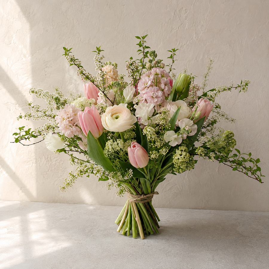 Spring bouquets with fresh seasonal flowers