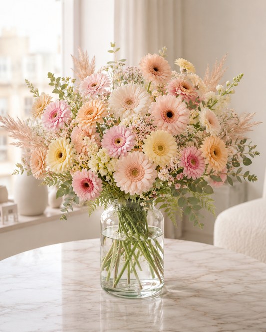 Farverig gerbera buket | Send glade blomster i Danmark
